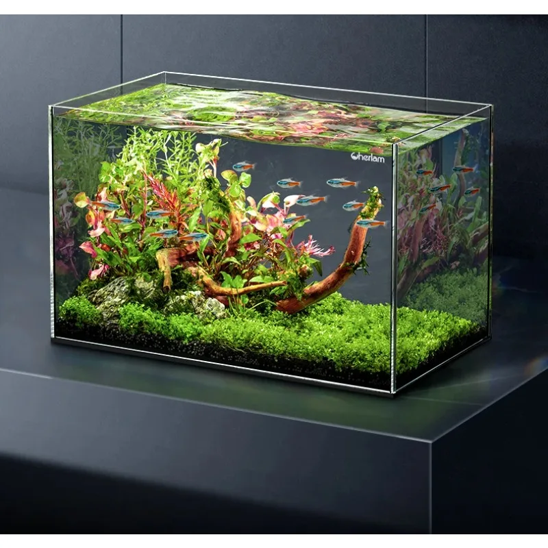 Ultra-white fish tank glass desktop living room ecological tank professional landscaping aquatic plant tank