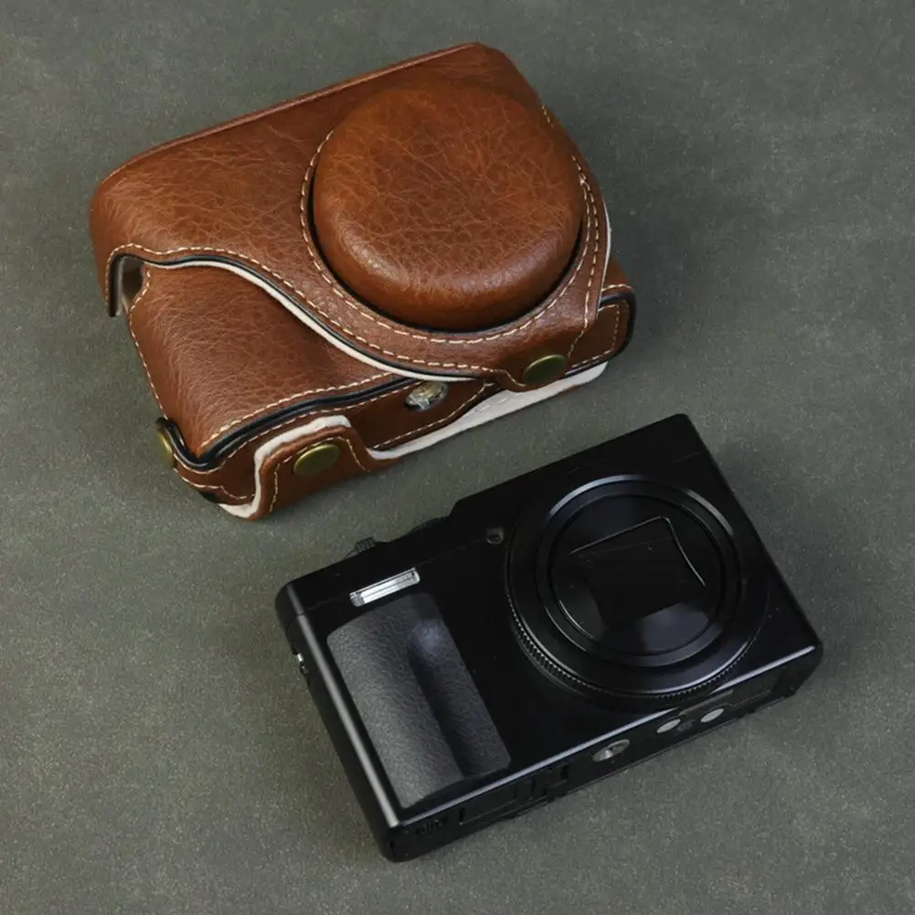 

Сумка для камеры из искусственной кожи в стиле ретро, жесткий чехол, чехол на половину тела, подходит для Panasonic LUMIX TZ99/ZS99, основание с перфорированным корпусом