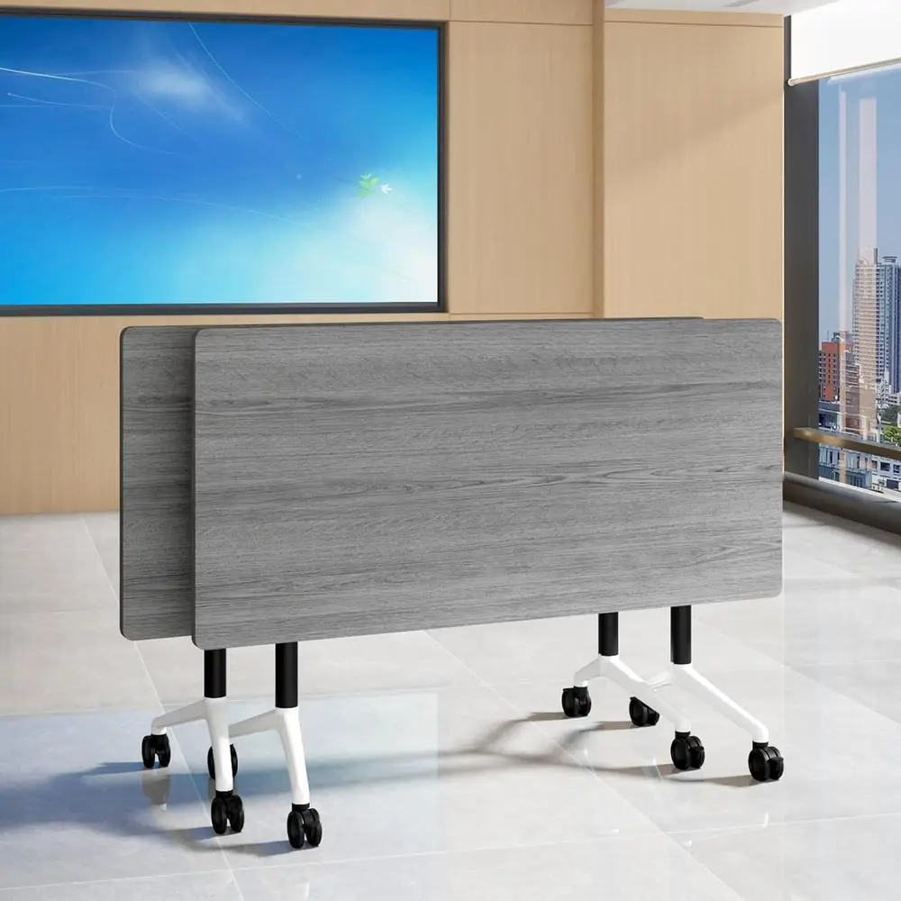 

Mobile Training Tables with Wheels, 16-Person Capacity, 47.2in Grey Conference Table for Office and Classroom