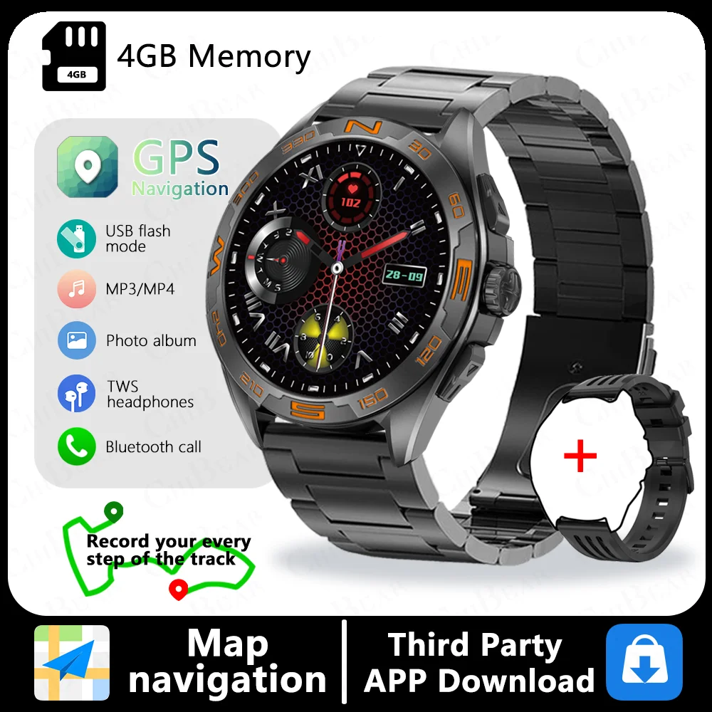 2025 For HUAWEI Smartwatch Men GPS Map Navigation 4G Memory HD Call Recording AMOLED Screen Chatgpt Sports Waterproof SmartWatch