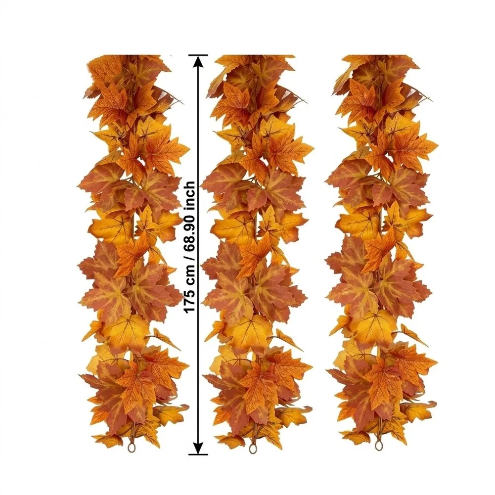 3 Pcs 175cm Artificial Maple Leaf Vines Brown Plastic Autumn Garland Fake Foliage For Wedding Party Home Decor Easy Hanging