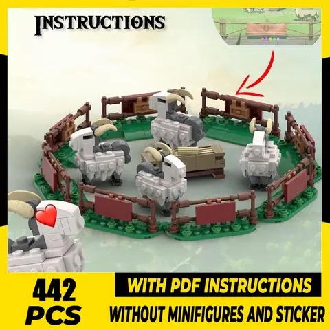 Medieval Castle Model Moc Building Blocks Stable Goat Pen Bricks Model DIY Assembly Construction Toy Holiday Birthday Gifts