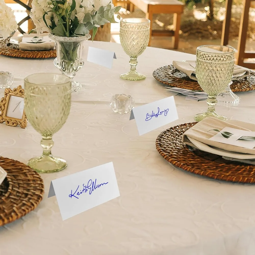 30 قطعة من ملصقات الطعام مقاس 2 × 3.5 بوصة لبوفيه الحفلات، وبطاقات المكان الأبيض، وبطاقات الخيمة، وحفلات الزفاف، وبطاقات المكان لإعداد الطاولة، لـ Chr