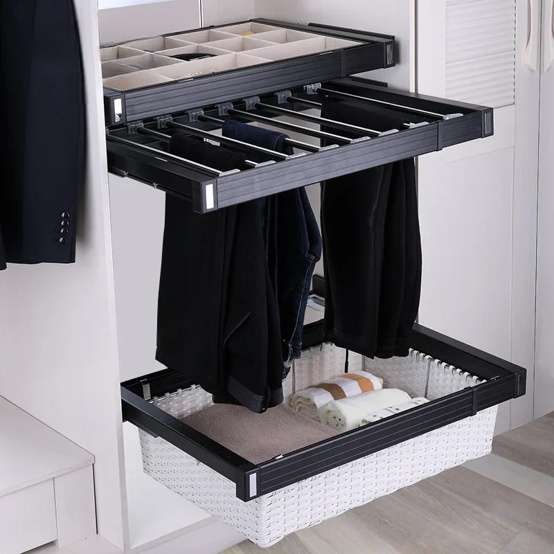 Damping Track Storage Can Push Pull Wardrobe Basket Cabinet Inside Push Pull Trouser Hanger Decorative Box Storage Box Wholesale