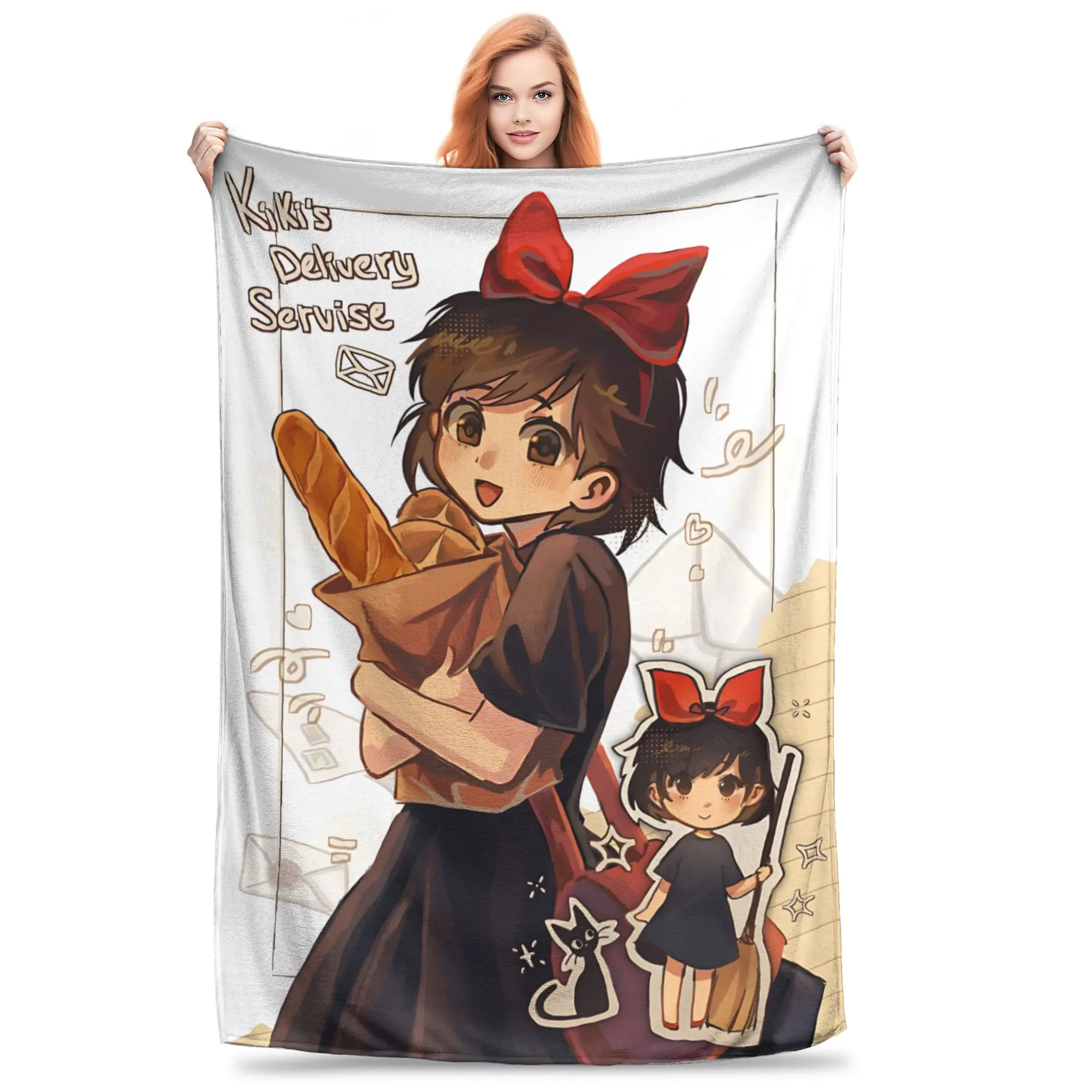 1PC home Cutecore Anime Kiki’s Delivery Service  Blanket Super Cosy Plush Home Living Room Sofa halloween
