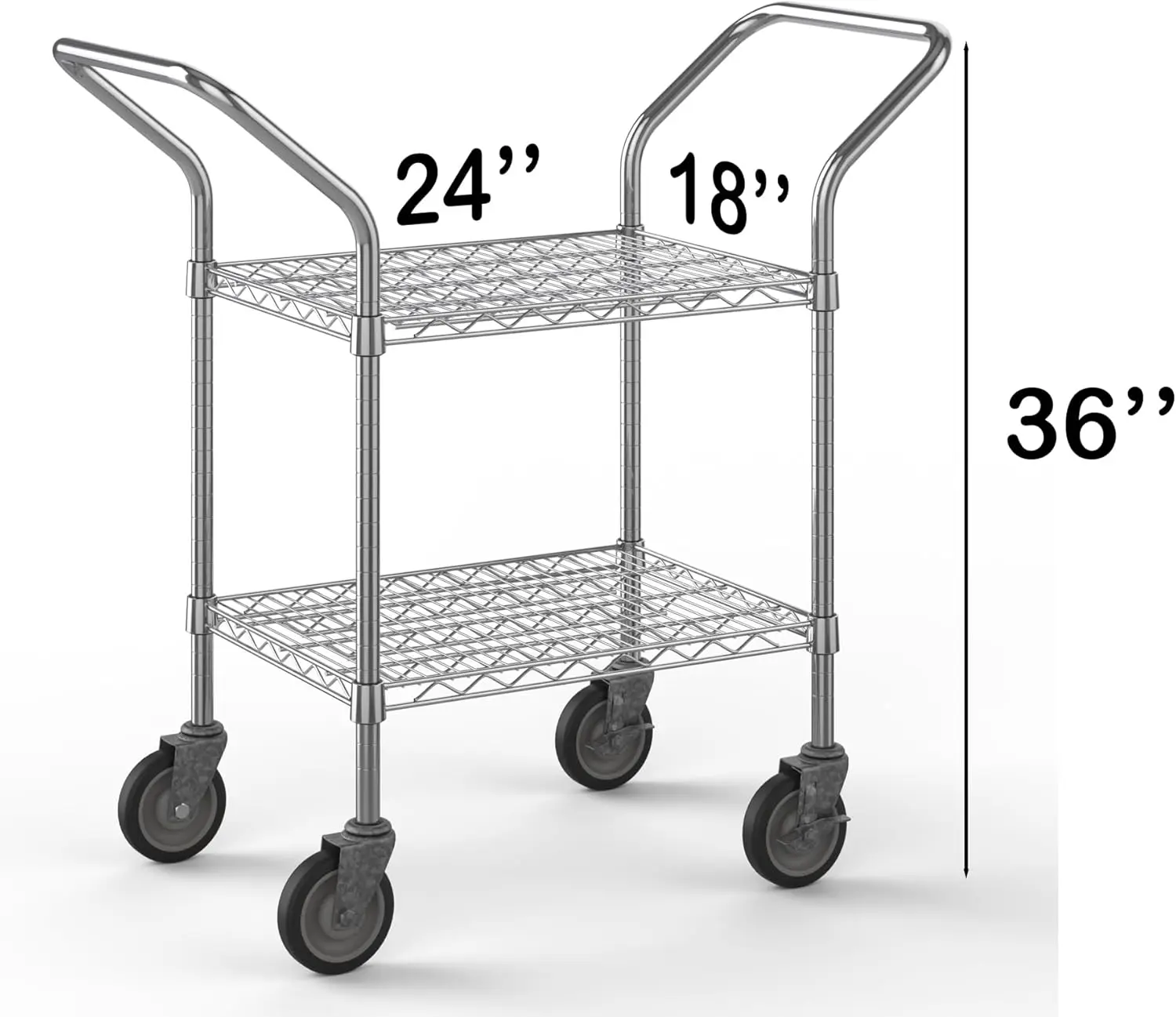 Chrome Heavy Duty Utility Cart | 2-Tier | NSF Commercial Storage Rack Mobile Unit | Storage and Mobility Solution for Your Busin