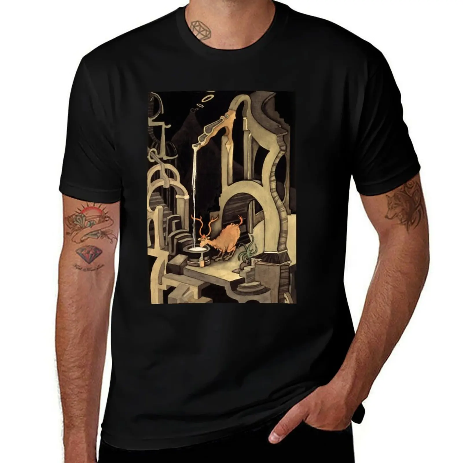 Midnight -The Stag at Eve Theodor T-Shirt Moisture Wicking Quick Dry Tee T-Shirt