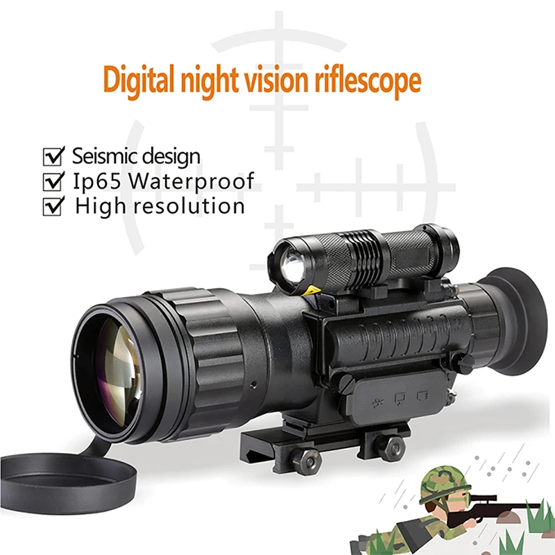 

Long Range Infrared Night Vision Monocular Sight Riflescope, Hunting Scope, Day and Night, 400m Range Telescope