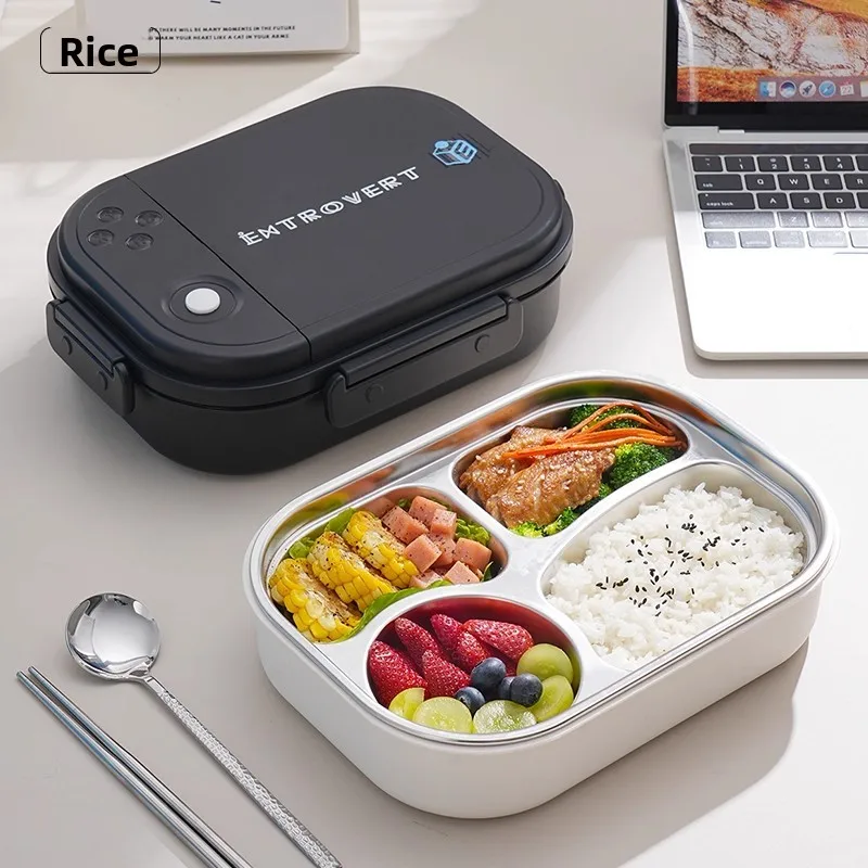 

Modern Stainless Steel Lunch Box for Office Workers Student Meal Tray Rice Container Divided Compartment Insulated Lunch Box
