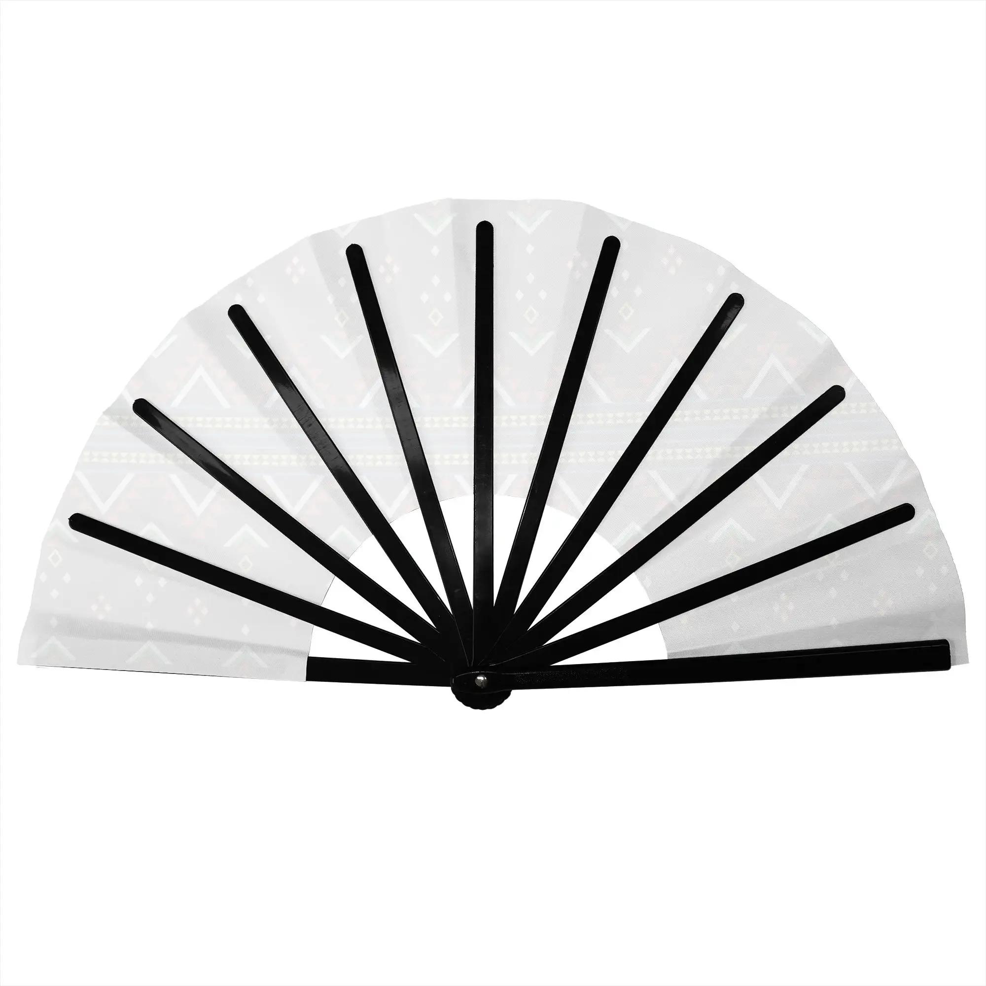 Moroccan Ikat Tribal Style  Hand Fan Promotional Gift Party Geometric Zigzag Diamond Durable Folding Fans Novelty Bulk Pack Fan