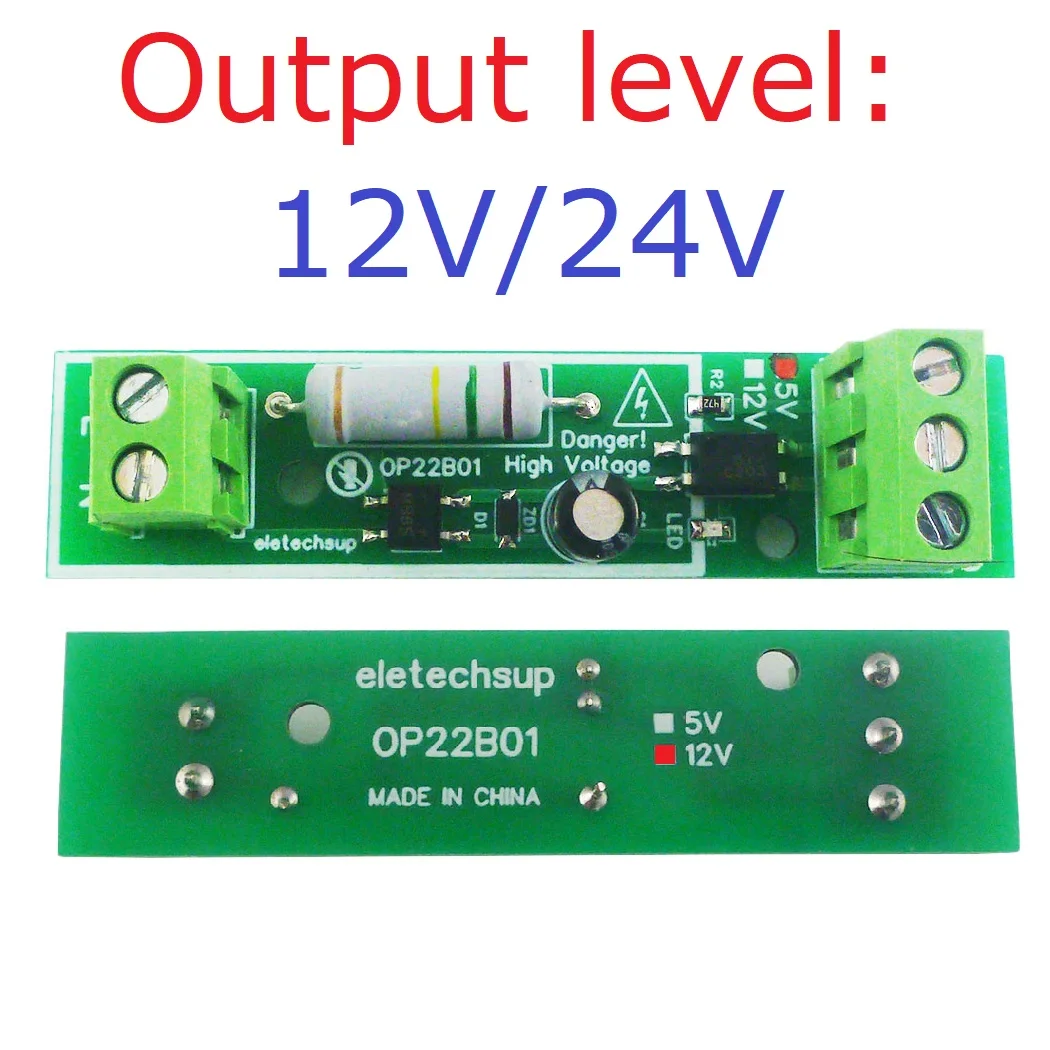 RS485 IO Module for PLC AC 110V 220V to 3.3V 5V 12V 24V Voltage Signal Detection Power ON/OFF Alarm Board