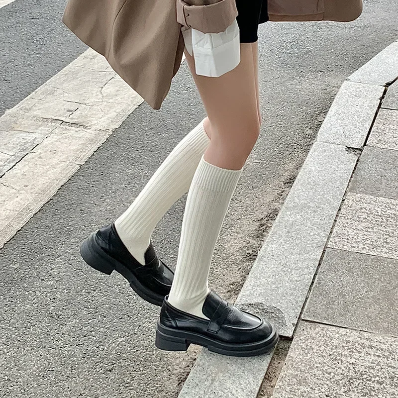 Kawaii Cotton Knee Socks Stockings Stockings Women JK Lolita College Styles Schools Girls Long Socks Women Stockings Solid Color