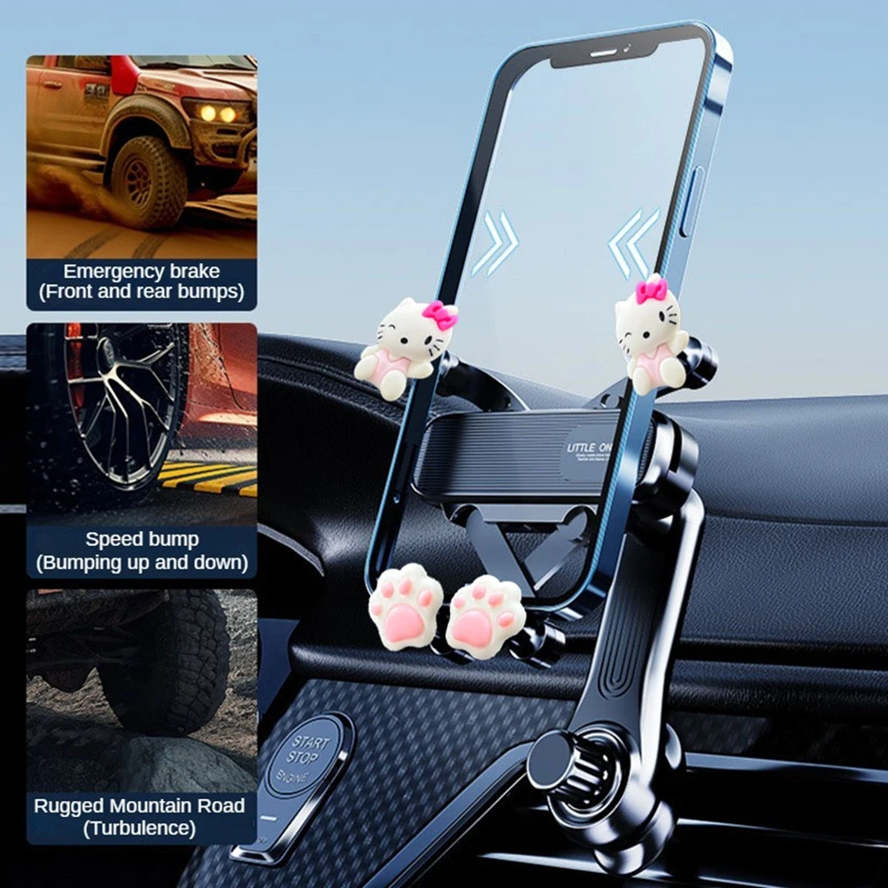 مرحبا كيتي الجاذبية حامل هاتف السيارة ل 4.7-7 بوصة الهاتف المحمول سيارة الهواء تنفيس الهاتف جبل العالمي للصدمات GPS كليب حامل