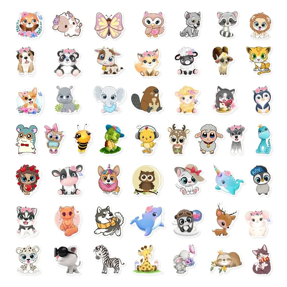 10/30/50pcs Kawaii Cartoon Funny Animal Graffiti Stickers Waterproof Decal DIY Skateboard Stationery Fridge Cute PVC Sticker Toy