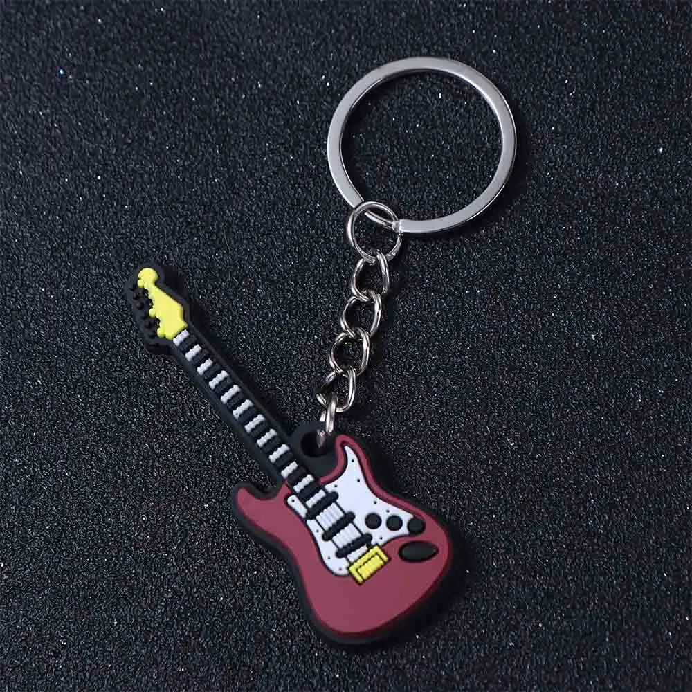 

Man Women Silicone Violin Piano Bag Jewelry Musical Instrument Pendant Guitar Keychain Guitar Keyring Holder Guitar Key Rings