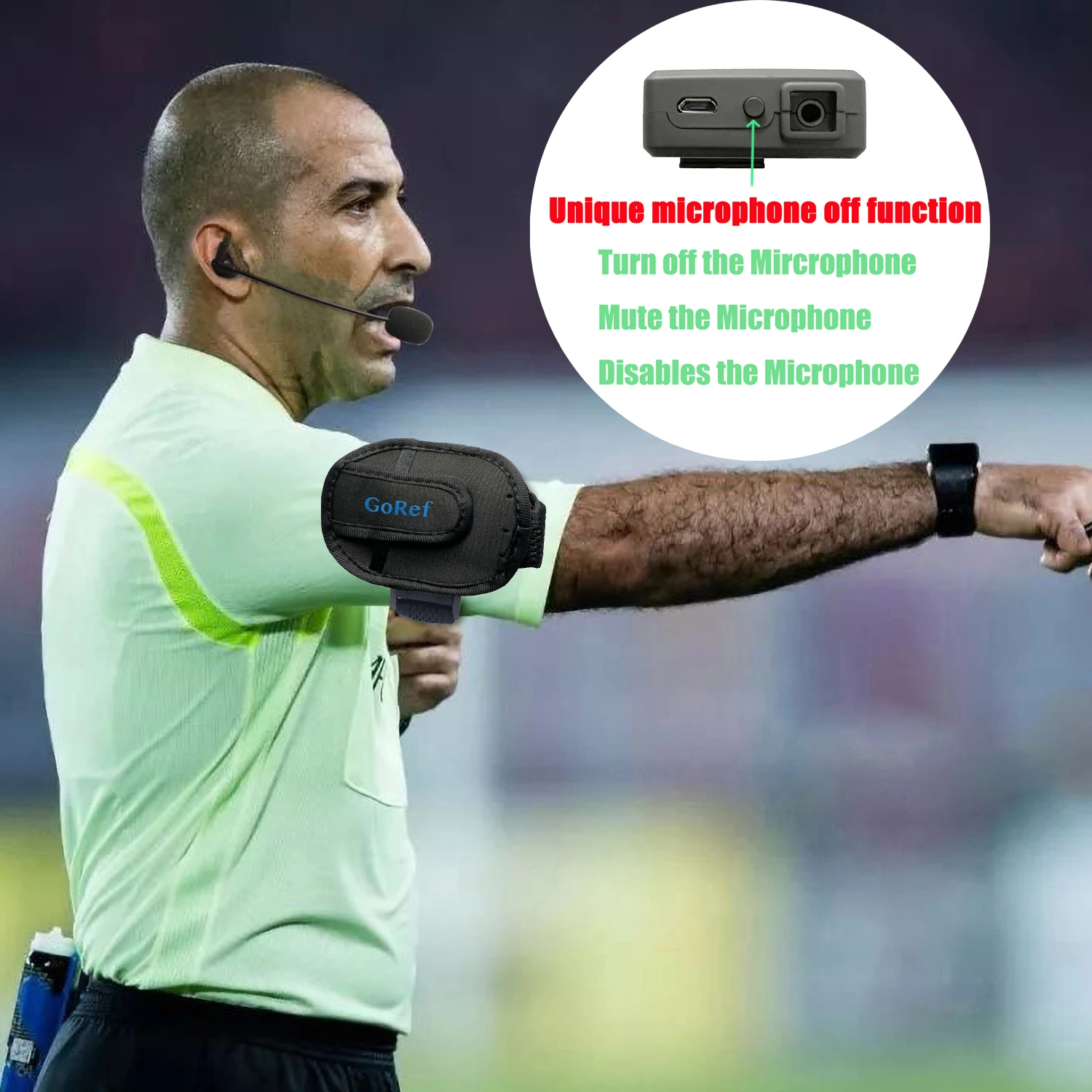 GOREF Football Referee Intercom Headset 1200M Full Duplex Bluetooth 5.1 Soccer Interphone Wireless Communicator Same As FBIM