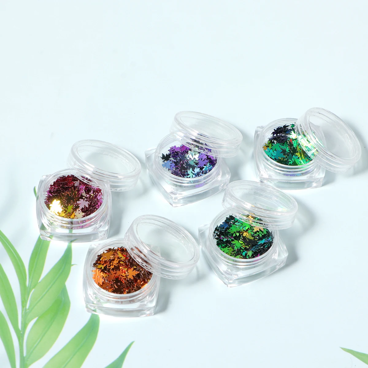 5 pçs maple leaf lantejoulas do prego colorido manicure decorações brilhando peças de brilho para diy arte artesanato portátil leve