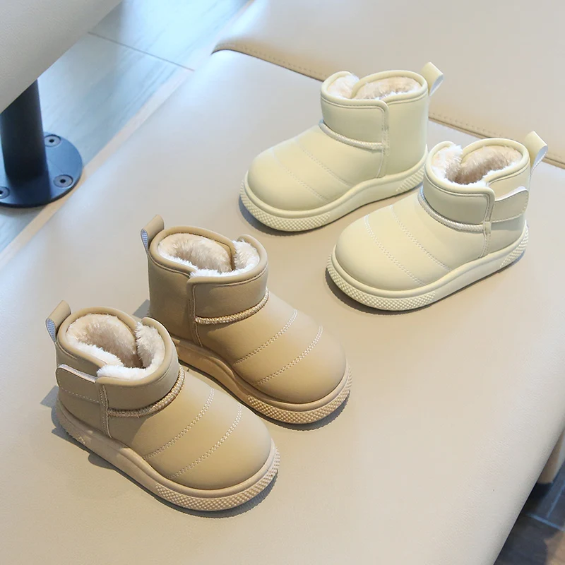 الأطفال أحذية الثلوج موجزة نمط أفخم مكتنزة الشتاء الاطفال قصيرة التمهيد بلون الانزلاق على للجنسين الكلاسيكية الفتيان الفتيات الأحذية #6