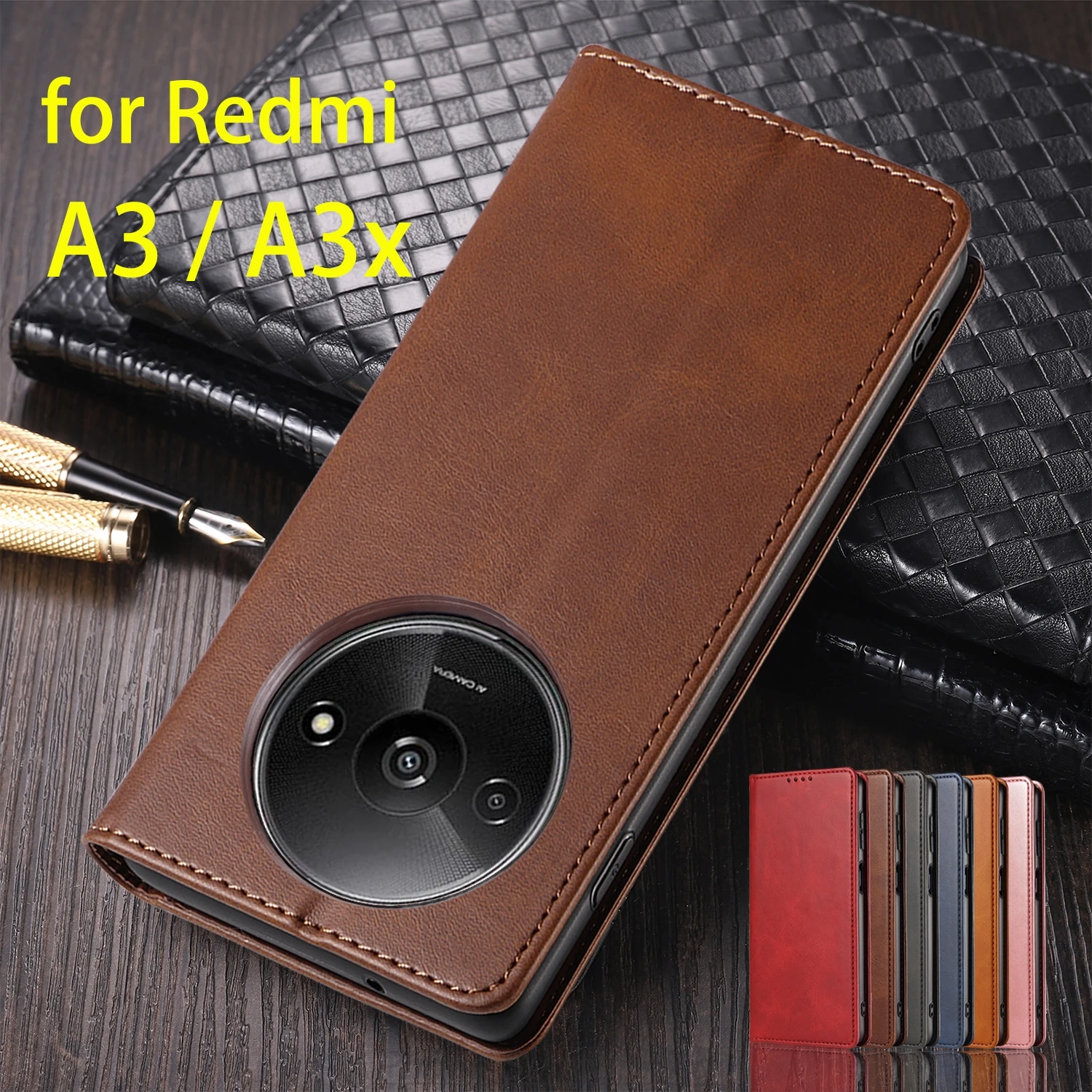 

Кожаный чехол для Xiaomi Redmi A3x / Redmi A3, держатель для карт, кобура, магнитный Привлекательный чехол, кошелек, флип-чехол, чехол, Fundas Coque