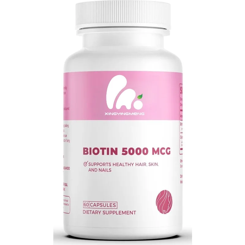 Biotin 5000 Mg, 60 Capsules For Hair, Skin, Nail, And Bone Support