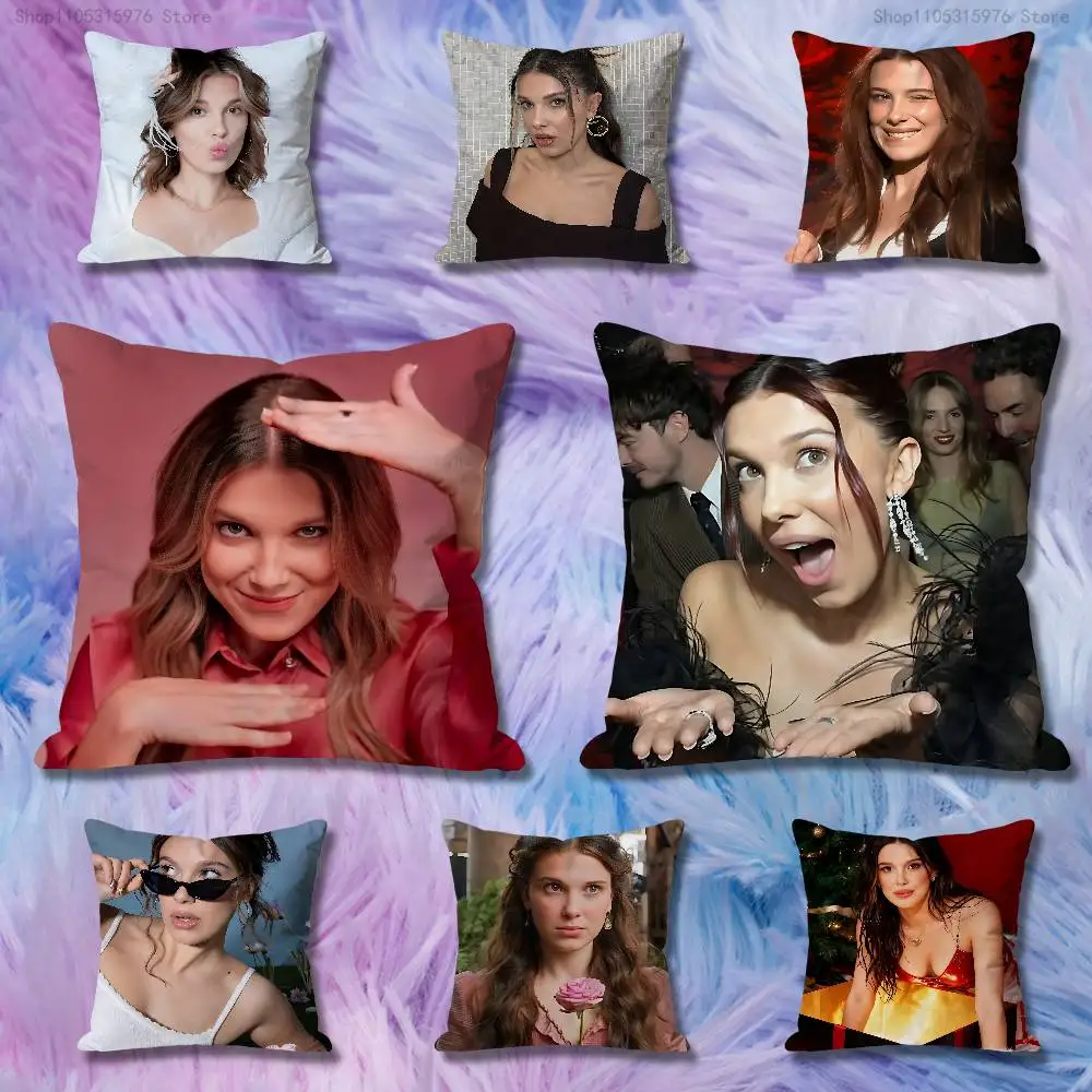

Actor M-Millie B-Brown Various Sizes Square Pillow Case For Car Home Bedchamber Decor Custom Valentine gift