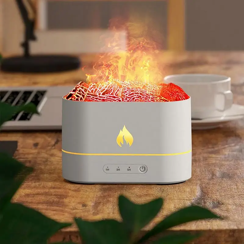 Humidificador de aire con llama, difusores de aceite de aromaterapia, luz nocturna de volcán, Aroma de escritorio, 7 colores de llama, sincronización silenciosa de 3 velocidades para