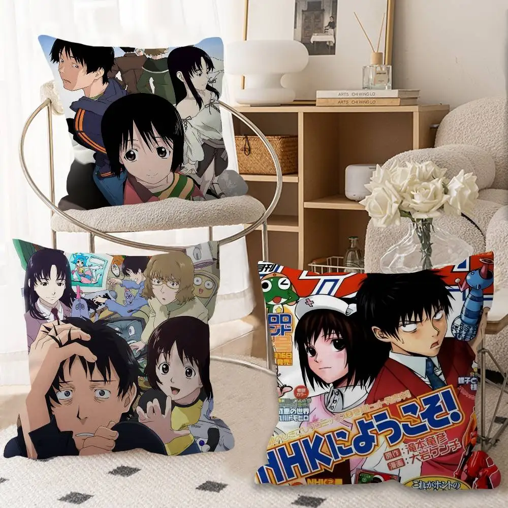Anime Welcome to the NHK! Cushion Cover Inches Farmhouse Decor Home Throw Pillow Covers for Couch Decorations