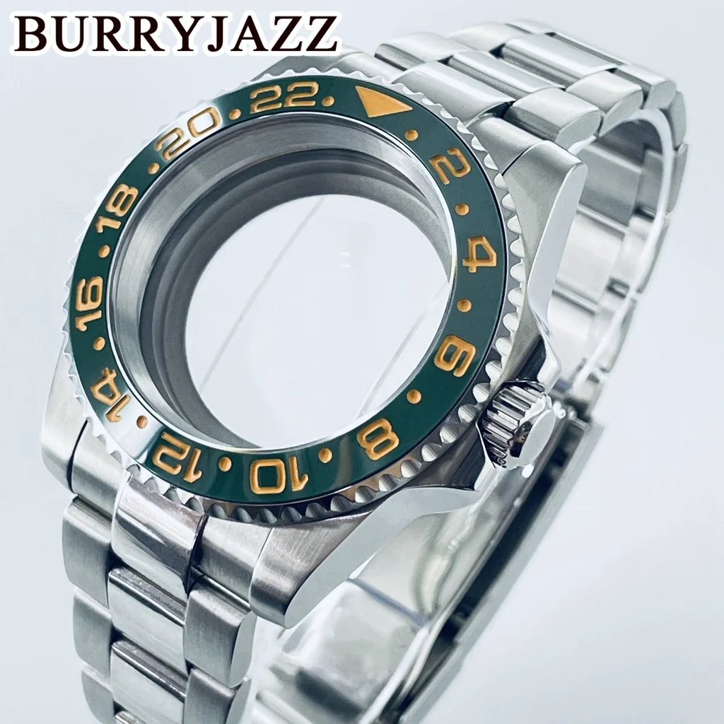 

BURRYJAZZ 40mm GMT Case NH35 NH36 NH34 NH38 NH70 NH72 ETA2824 PT5000 Watch Case Sapphire Glass Ceramic Bezel