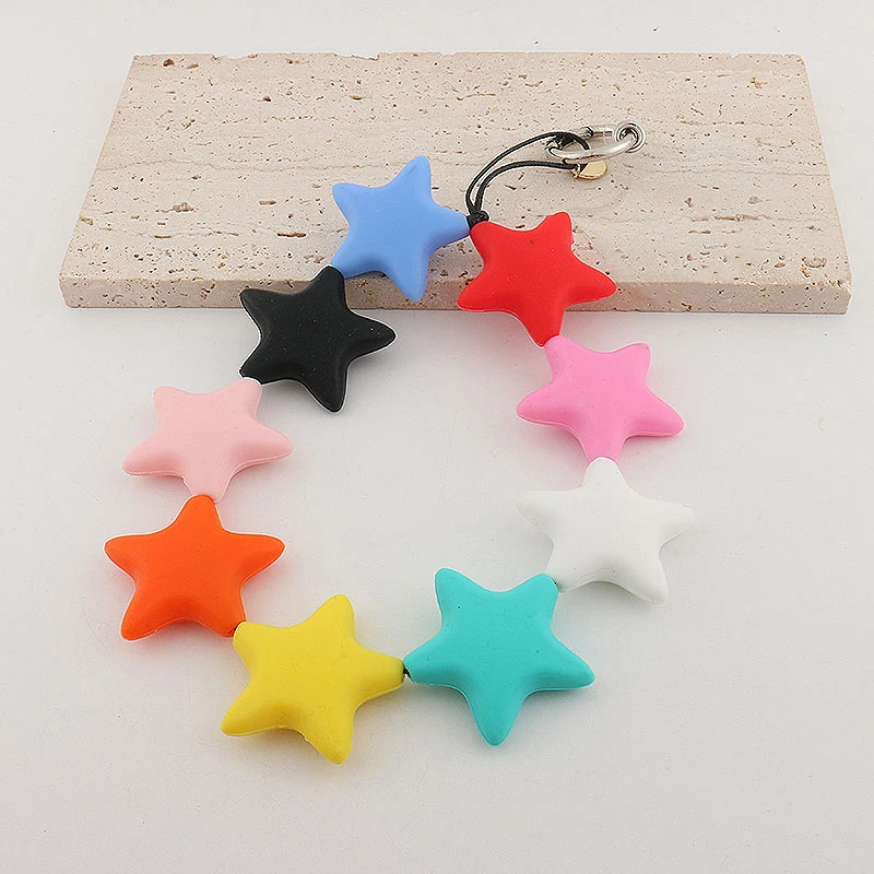 1PC Waist Hanging Five Pointed Star Keychain Colorful Big Silicone Strap Phone Strap Star Contrasting Fashion Accessories