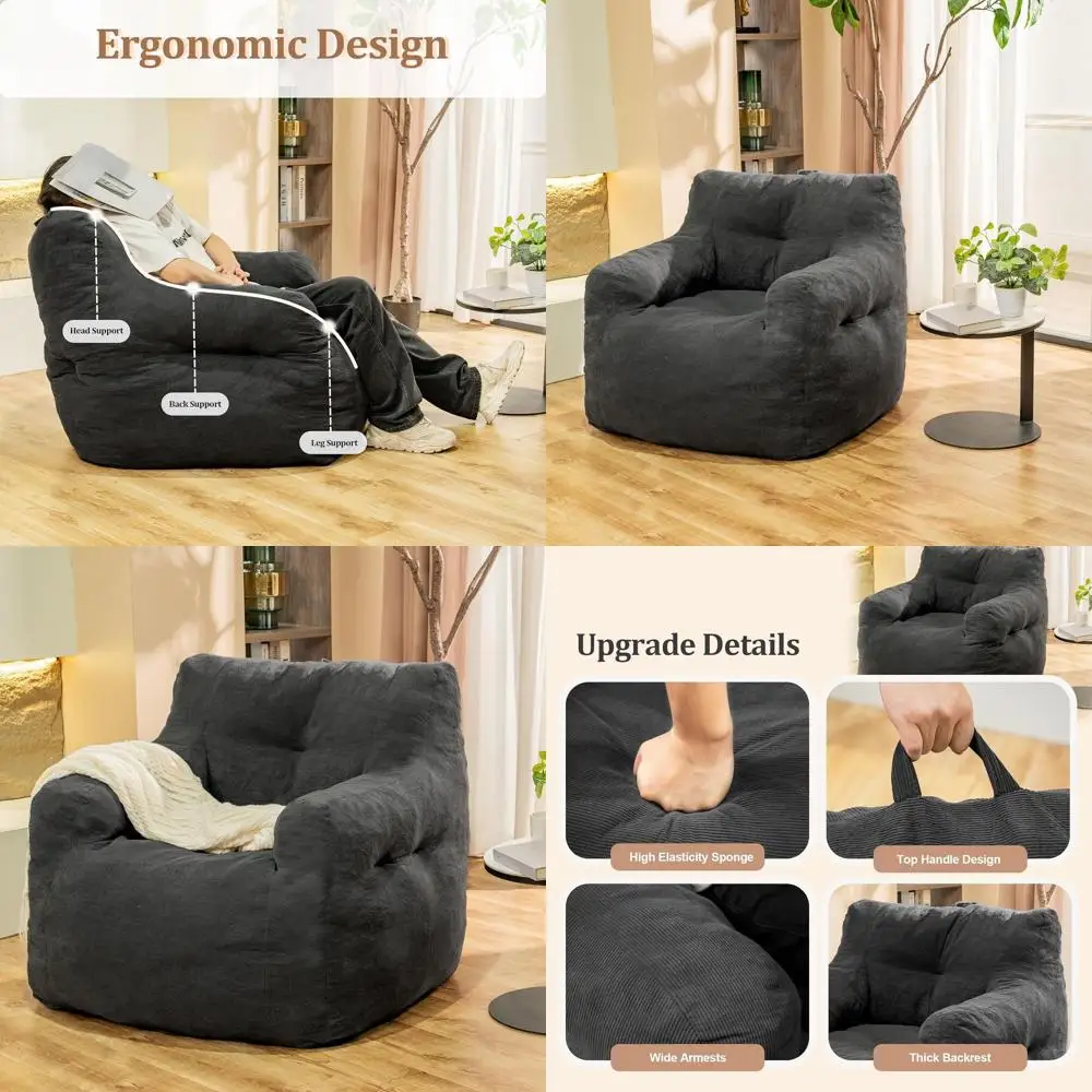 

Очень большой плюшевый кресло-мешок для взрослых с поддержкой для спины - прочная, устойчивая к разрывам ткань (малый размер)