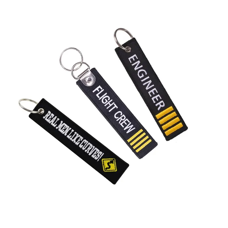 3pcs Aviation Keychain Remove Before Flight Both Sides Embroidery Car Key Accessories Backpack Pendant Chain