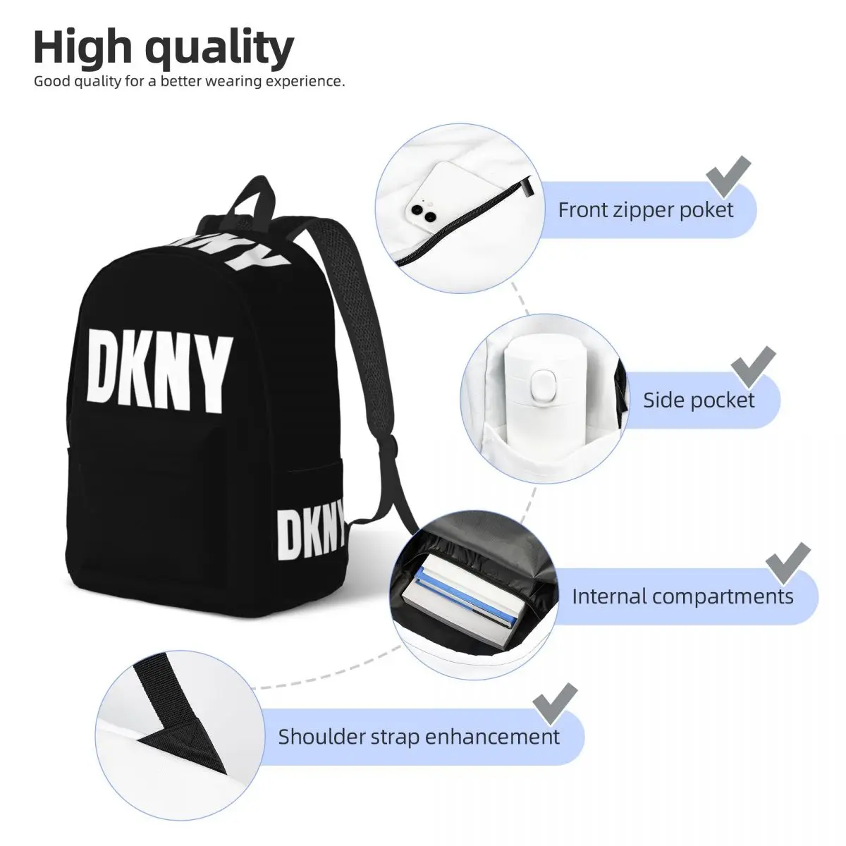 Fashion DKNYs Backpack for Men Women Teenage High School Work Daypack Laptop Computer Canvas Bags Gift