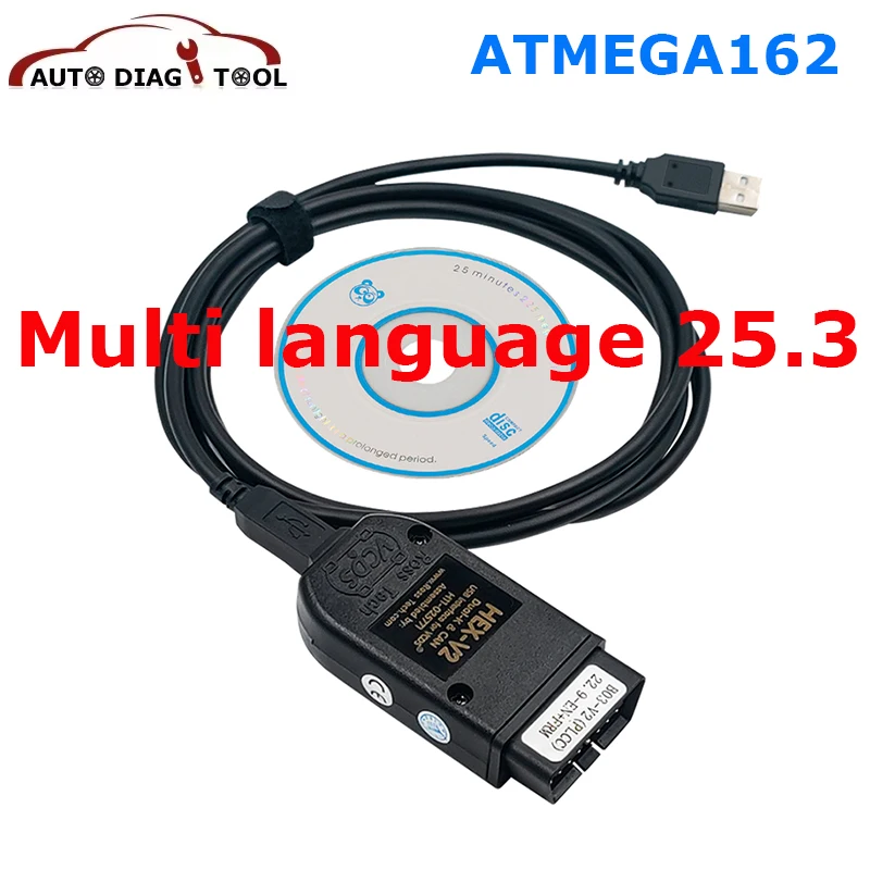ماسح واجهة VAGCOM ، V25.3 ، ATMEGA162 ، رقاقة لـ VAG Hex V2 ، OBD2 ، V.W ، AU ، DI ، Skoda ، مقعد ، VIN حتى غير محدود ،