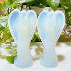 Statua di angelo di Opalite naturale scultura in pietra pietra preziosa naturale cristallo Reiki guarigione regalo di natale figurina decorazione della casa artigianato