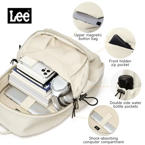 Imagen 2 del producto Mochila para ordenador portátil de gran capacidad unisex LEE, mochila escolar para estudiantes de secundaria y universidad, mochila de viaje al aire libre