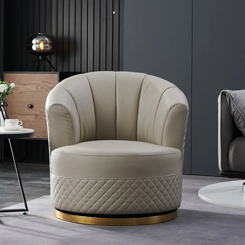 Light luxury sofa chair rotating single chair, restaurant single sofa leather tiger chair designer leisure chair