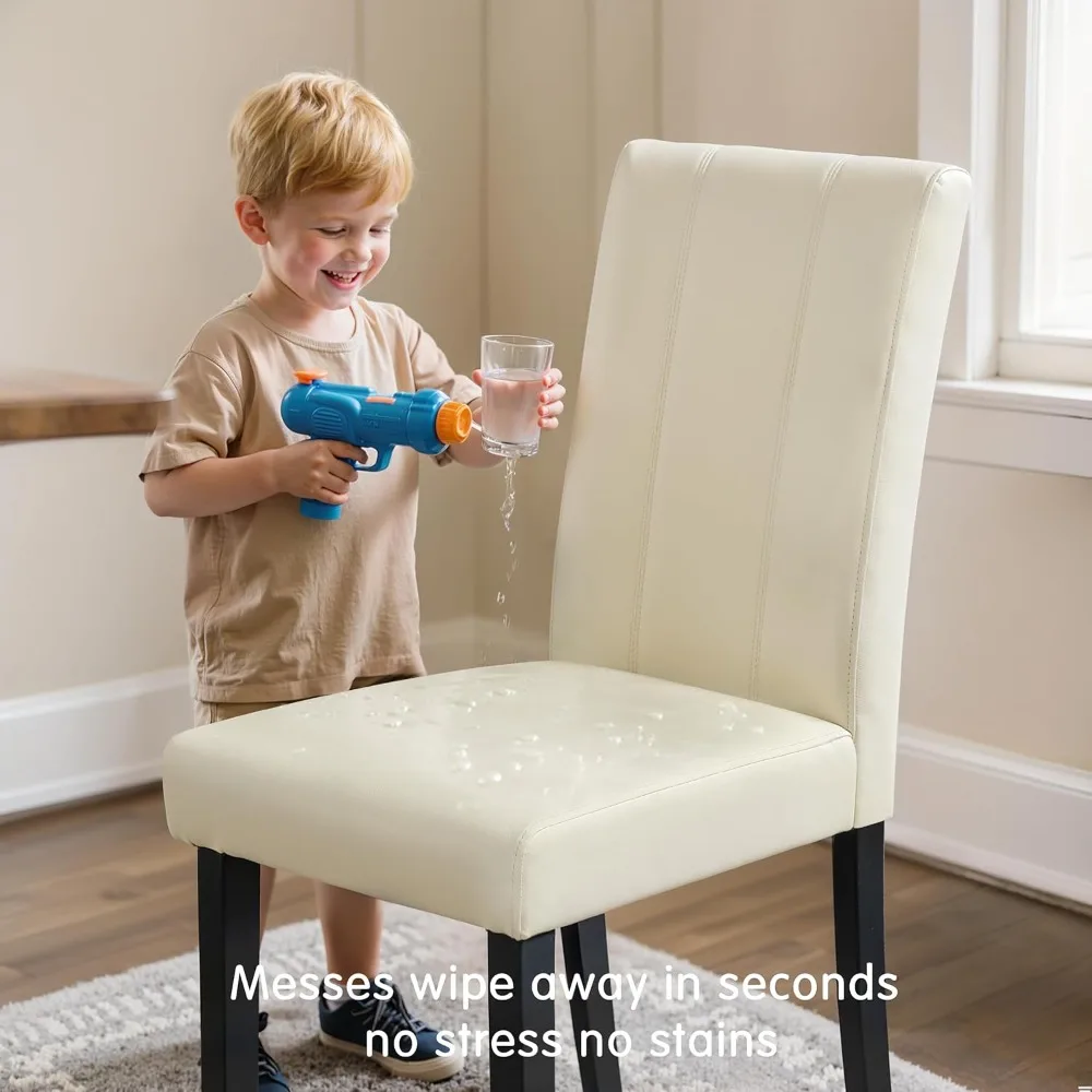 مجموعة من 4 كراسي بارسون جلدية حديثة لتناول الطعام ومساحات المعيشة #4