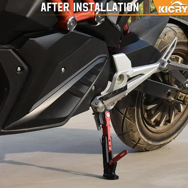 Motorcycle Kickstand Aluminum Alloy Motorcycle Side Tripod Stand Adjustable Foot Side Support Parking Rack Bracke Univeral