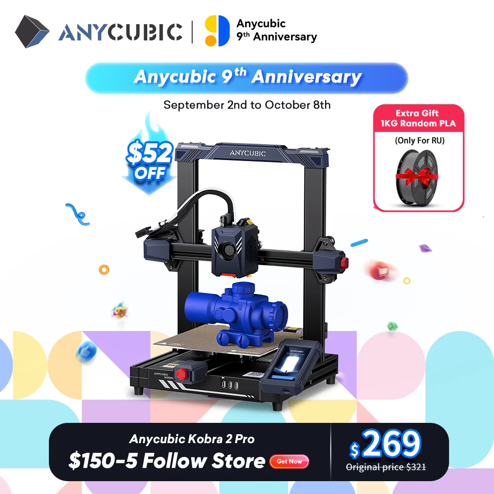 ANYCUBIC Kobra 2 Pro FDM 3D Printer 500mm/s Maximum Print Speed With 9.8 x8.7 x 8.7inch Printing dimensions LeviQ 2.0