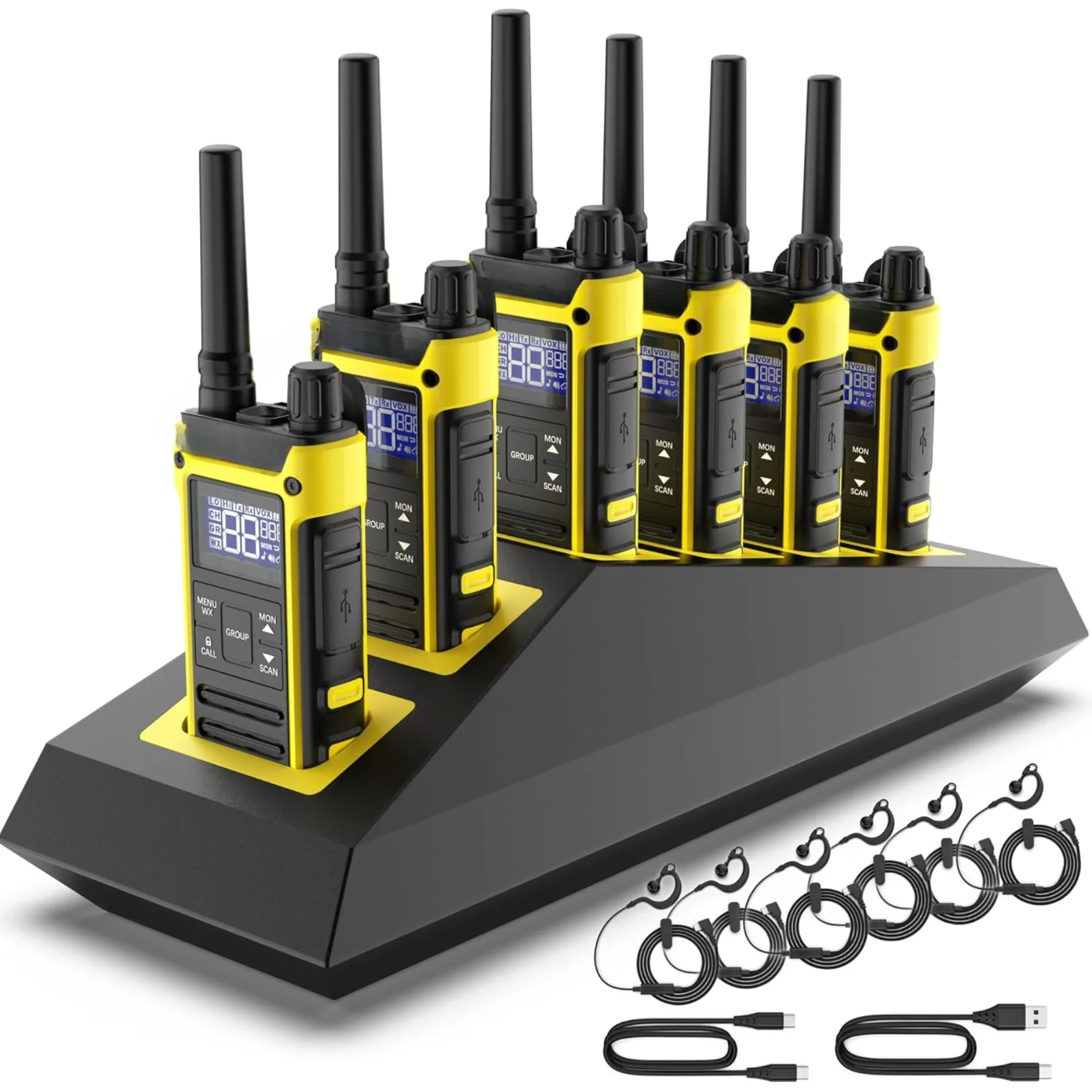 

T3F IP67 Waterproof Walkie Talkies, Rugged Two Way Radio with Earpiece, Triple Proof, Three Charging Options, FRS 2 Way Radio