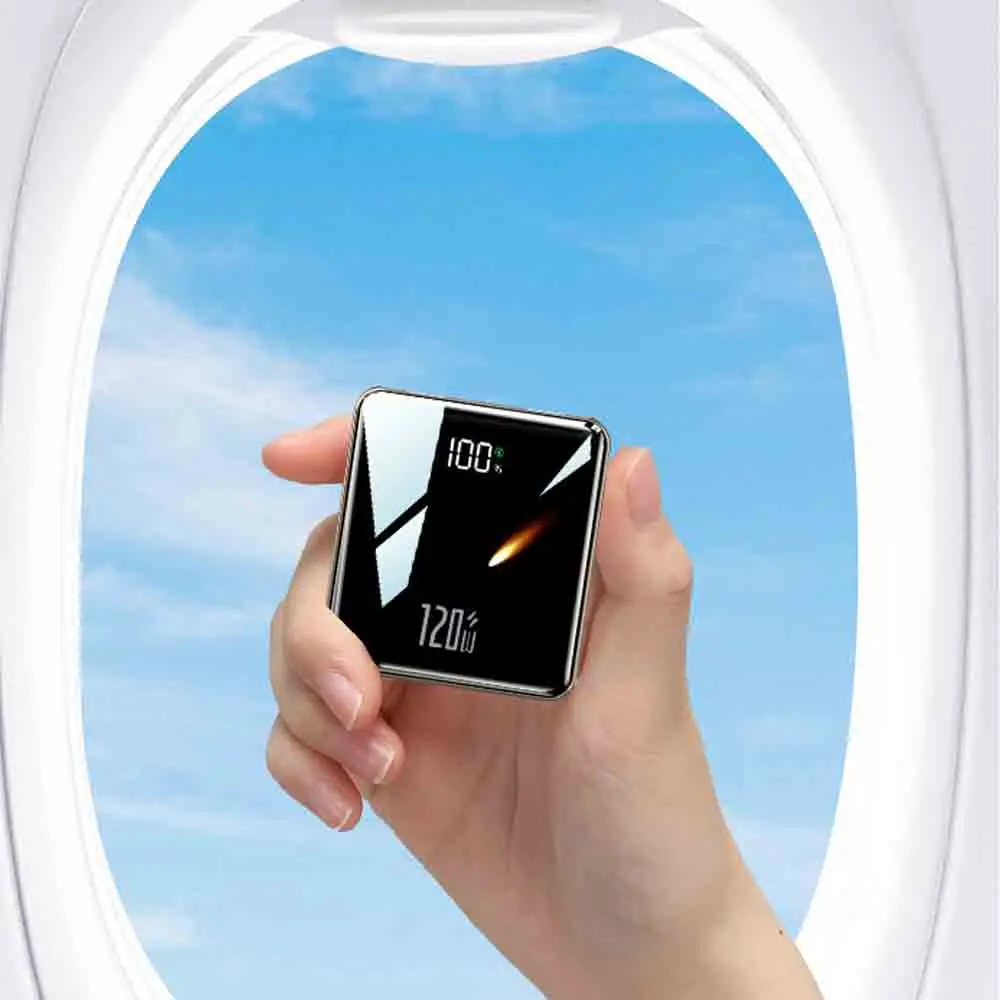 

Мини-Power Bank Mirror 20000 мАч, ультратонкий внешний аккумулятор со встроенным кабелем, внешний аккумулятор с быстрой зарядкой 120 Вт для Samsung IPhone