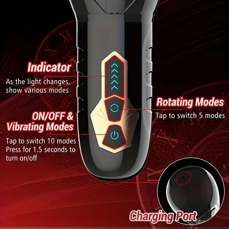 Masturbator Tornado Masturbator 10 Vibration 5 Rotation Transparant Sleeve Oral Sex Delay Endurance Masturbation Cup Sex Toys 18