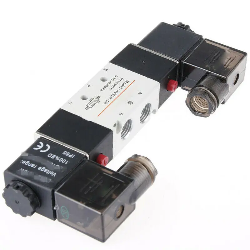 1 قطعة 4V220-08 هوائي الملف اللولبي صمام 5 طريقة 2 موقف 1/4 "سبائك الألومنيوم الداخلية E DC12V ، DC24V أو AC110V AC220V