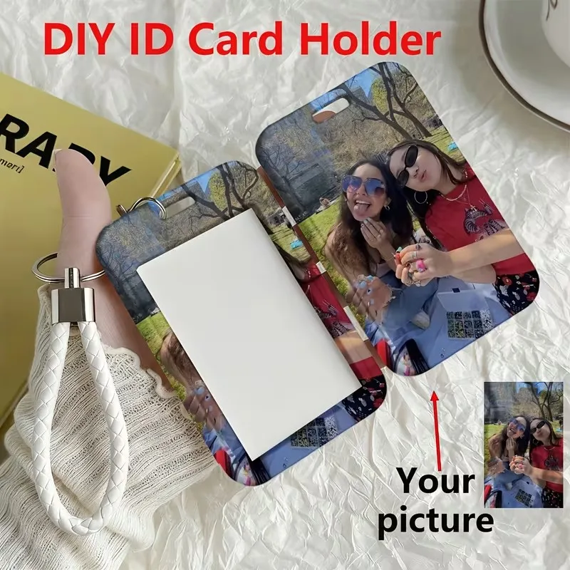 For ID Bank Card Campus Student Bus Card Company Logo Personalized Custom DIY Photo Card Holder Protective With Lanyard Keychain