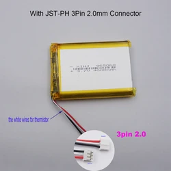 3.7V 4000 mAh 14.8Wh 965068 polimerowa Li bateria Lipo 3 drutu termistor JST 3Pin 2.0mm złącze dla GPS ledowy Power Bank Tablet PC