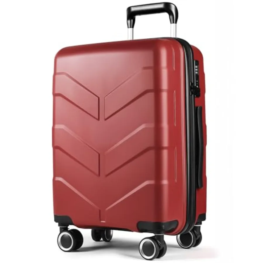 

Red 20-inch Hardside Carry On Luggage with Spinner Wheels Airline Approved Lightweight Suitcase for Men Women