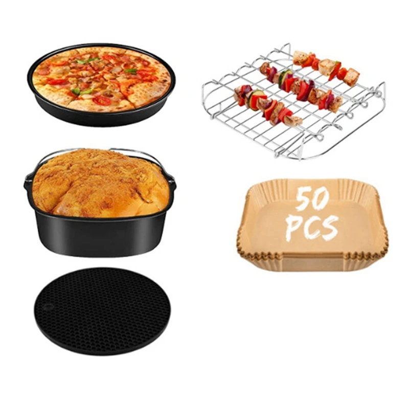 8 Inch Cake Barrel Pizza Pan Air Fryer Accessories For Gowise Phillips Cozyna And Secura