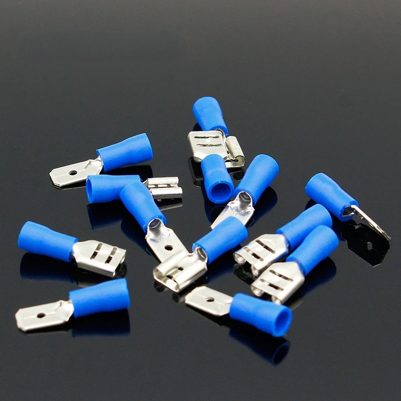 200PCS 6.3mm Female Male Spade Insulated Electrical Crimp Terminal Connectors H1E1 Cable Terminals