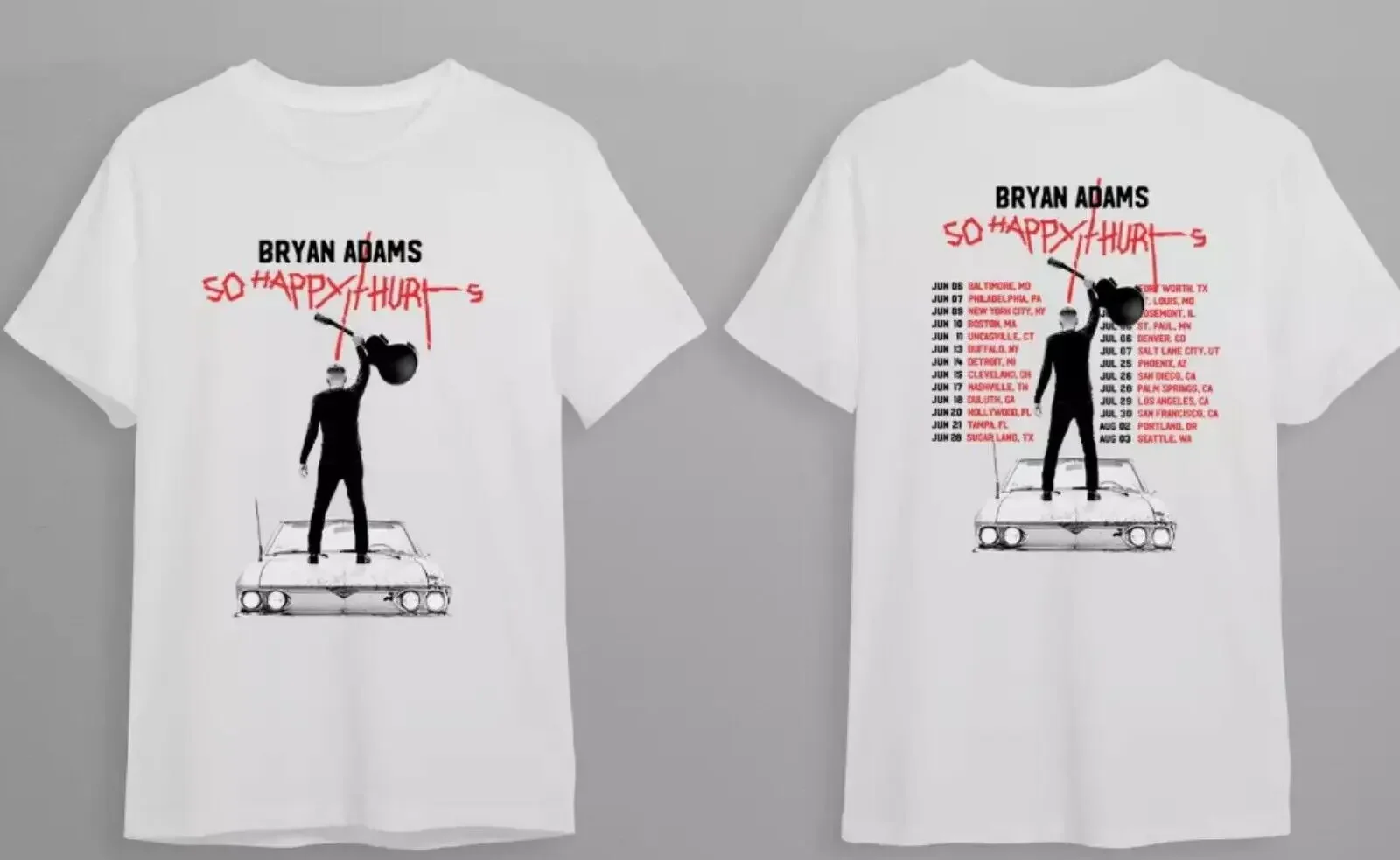 Bryan Adams Tour 2023 Shirt 2023 Music Tour Double Sided T-Shirts