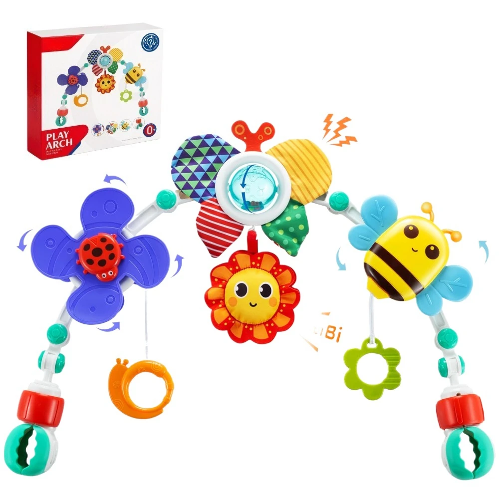 

1Pc Premium Adjustable Multi-use Arch Toy with hanging dolls, fits crib & stroller, develops baby senses and limb coordination